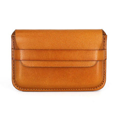 Brown Leather Mens Card Wallet Front Pocket Wallets Cool Small Change Wallet for Men