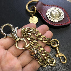 Badass Gold Skull Mens Wallet Chain Biker Wallet Chain 18‘â€?Pants Chain For Men - imessengerbags