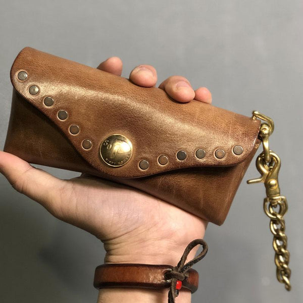 Handmade Mens Womens Cool Wooden Leather Glasses Case Glasses Box Glasses Holder Eyeglass Case - imessengerbags