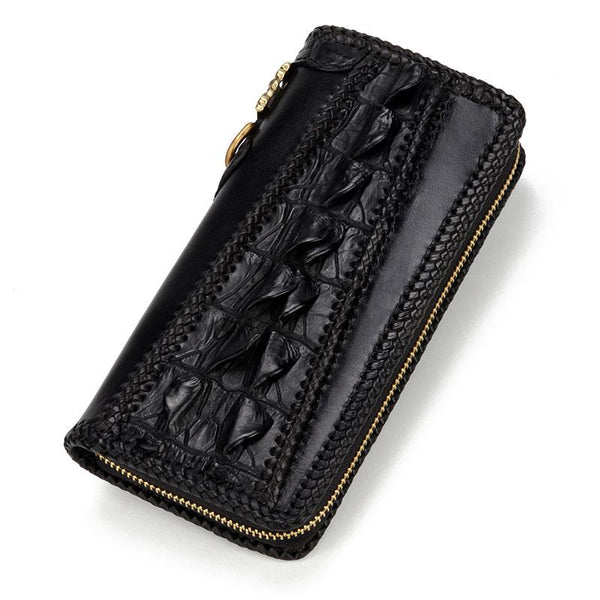 Handmade Leather Mens Chain Biker Wallet Cool Leather Wallet Long Phone Wallets for Men - imessengerbags