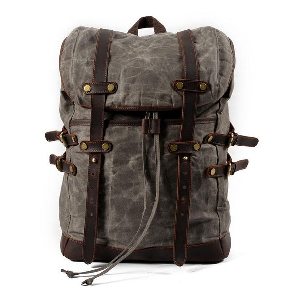 Mens Leather Waxed Canvas Backpack