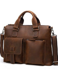 Vintage Leather Mens Briefcase Cool Work Briefcase Business Briefcase Laptop Briefcase For Men - imessengerbags