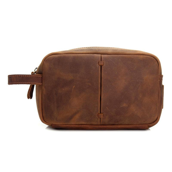Cool Leather Mens Zipper Wristlet Bag Vintage Clutch Zipper Bags for Men - imessengerbags