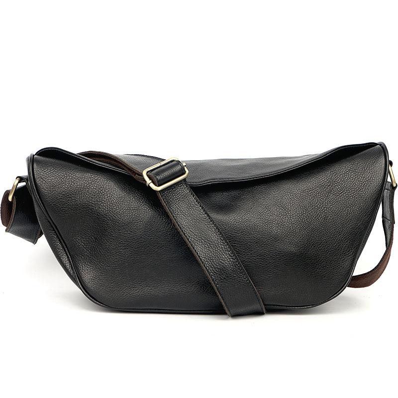 Brown Cool Leather Mens Saddle Messenger Bag Black Courier Bag Black Postman Bag For Men - imessengerbags