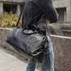 duffle weekend bag Black Luggage And Duffle Bags Black Leather Mens 16" Weekender Bag Travel Shoulder Bag