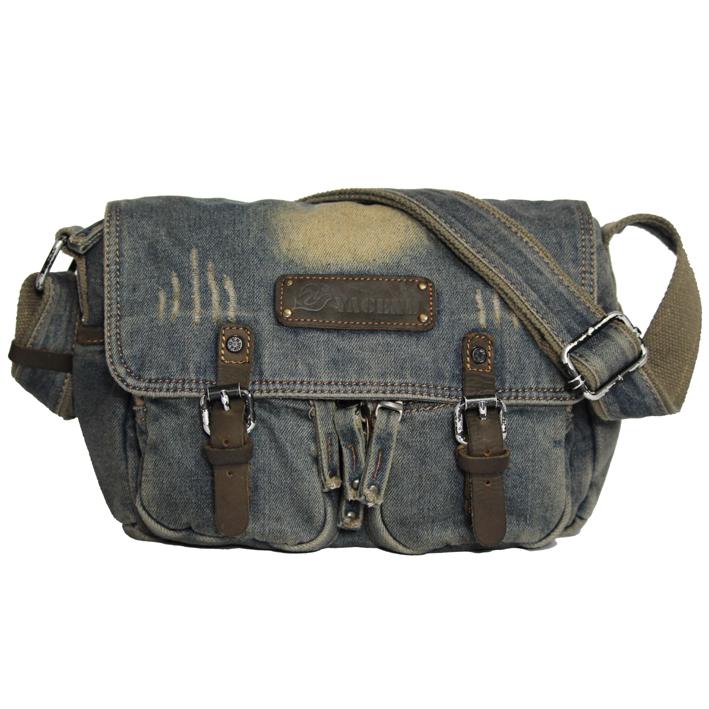 Blue Denim Mens Casual 10 inches Messenger Bag Jean Small Postman Bag Courier Bag For Men - imessengerbags