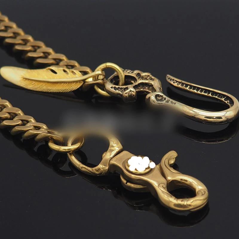 Cool Skull Mens Brass Wallet Chain Key Chain Wallet Gold Chain Pants Chain For Men - imessengerbags