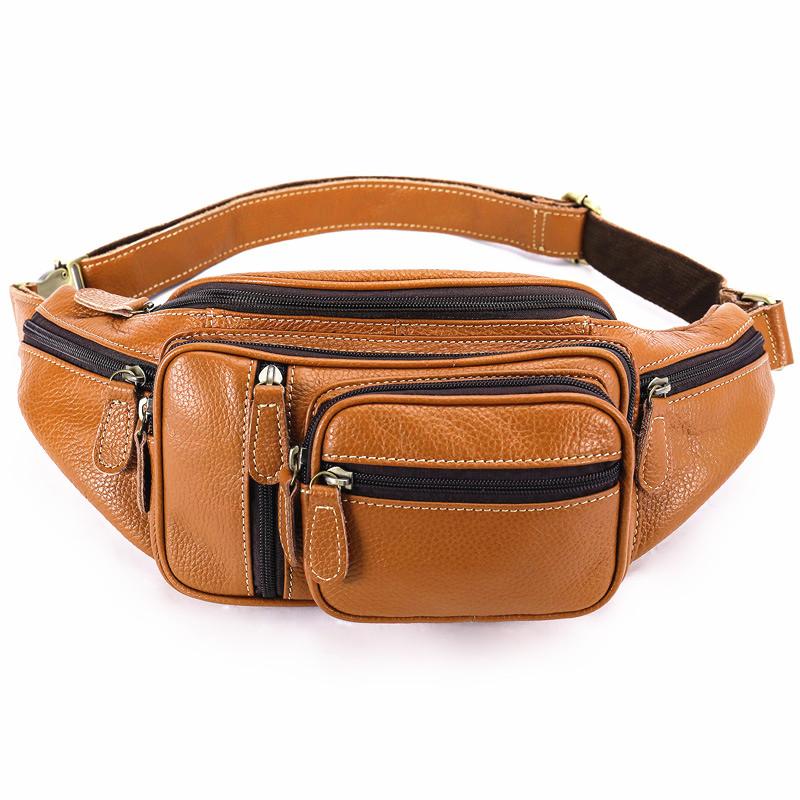 Cool Leather Brown Men's Fanny Pack Black Waist Bag Hip Pack For Men - imessengerbags