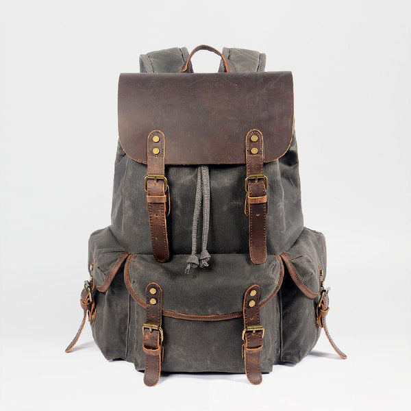 Cool Waxed Canvas Mens Waterproof 15'' Travel Backpack Hiking Backpack for Men - imessengerbags