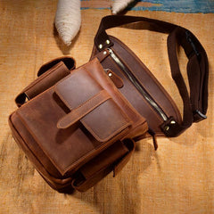 Cool Brown Leather Men's Drop Leg Bag Small Side Bag Belt Pouch Waist Bag For Men - imessengerbags