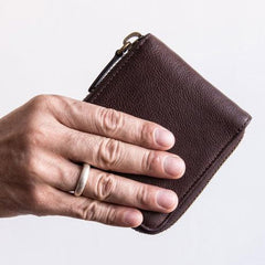 Genuine Leather Mens Cool billfold Leather Wallet Men Small Zipper Wallets Bifold for Men - imessengerbags