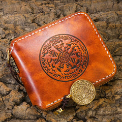 Handmade Leather Mens Chain Biker Wallet Cool Leather Wallet Small Wallets for Men - imessengerbags