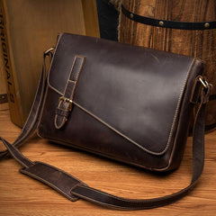 Cool Coffee Leather 13 inches Mens Small Postman Bag Messenger Bag Courier Bag for Men - imessengerbags