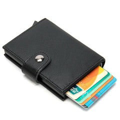 Cool RFID Black Leather Men's Card Holder Card Bifold Small Wallet For Men - imessengerbags