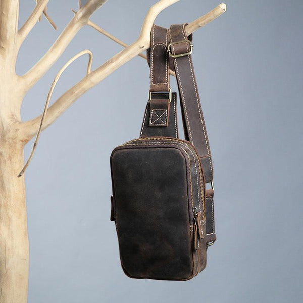 Cool Leather Mens Sling Bag Sling Shoulder Bags Sling Backpack for men - imessengerbags