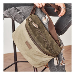 Cool Canvas Mens Messenger Bag Canvas Side Bag Chest Bag Saddle Canvas Courier Bag for Men - imessengerbags