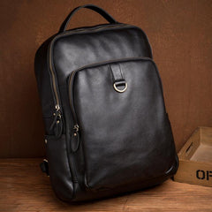 Casual Black Mens Leather 15-inch Computer Backpack Coffee Satchel Backpack School Backpacks for men - imessengerbags