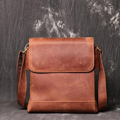 Black LEATHER MEN'S Vertical Side bag  Vertical MESSENGER BAG Small Courier Bag FOR MEN