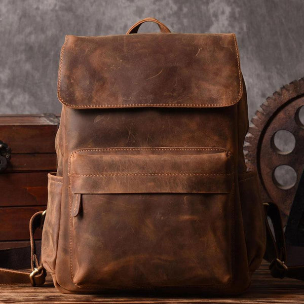 Genuine Leather Mens Cool Backpack Sling Bag Large Travel Bag Hiking Bag for men - imessengerbags