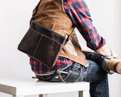 Genuine Leather Mens Cool Small Messenger Bag iPad Bag Chest Bag Bike Bag Cycling Bag for men - imessengerbags