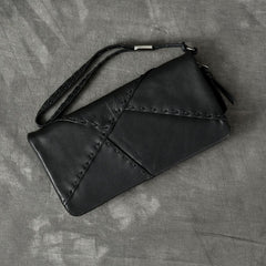 Black Leather Mens Women's Business Clutch Bag Long Wallet For Men - imessengerbags
