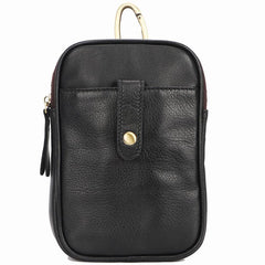 Dark Brown Vintage Leather Mens Small Messenger Bag Waist Bag Black Belt Pouch Bag For Men - imessengerbags