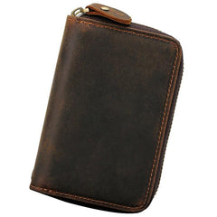 Cool Mens Double Zipper Leather Key Wallet Key Holder Car Key Holder For Men - imessengerbags