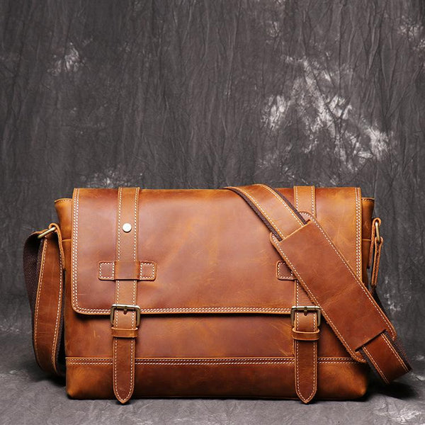 Vintage Brown LEATHER MENS Messenger Bag Side Bag Brown Postman Bag Courier Bag FOR MEN