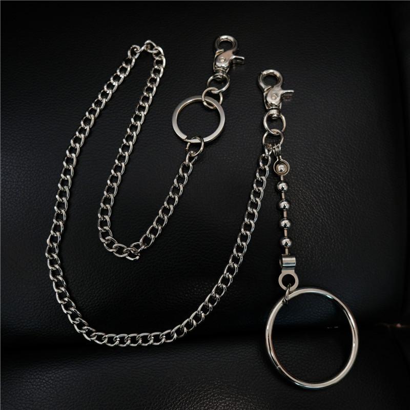 Fashion Womens Mens Silver Ring Simple Long Wallet Chain Pants Chain Biker Wallet Chain For Men - imessengerbags