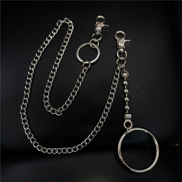 Fashion Womens Mens Silver Ring Simple Long Wallet Chain Pants Chain Biker Wallet Chain For Men - imessengerbags