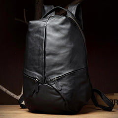 Black Fashion Mens Leather 15-inches Large Backpacks Coffee Travel Backpacks School Backpacks for men - imessengerbags