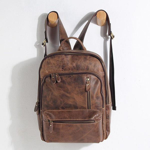 Handmade Leather Mens Cool Backpack Sling Bag Large Black Travel Bag Hiking Bag for men - imessengerbags