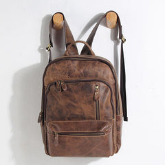 Handmade Leather Mens Cool Backpack Sling Bag Large Black Travel Bag Hiking Bag for men - imessengerbags