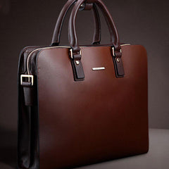 Genuine Leather Mens Cool Messenger Bag Briefcase Work Bag Business Bag Laptop Bag for men - imessengerbags