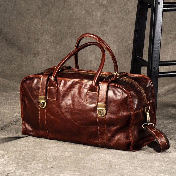 Genuine Leather Mens Cool Weekender Bag Travel Bag Duffle Bags Overnight Bag Holdall Bag for men - imessengerbags