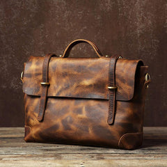 Handmade Leather Mens Cool Messenger Bag Briefcase Work Bag Business Bag Laptop Bag for men - imessengerbags