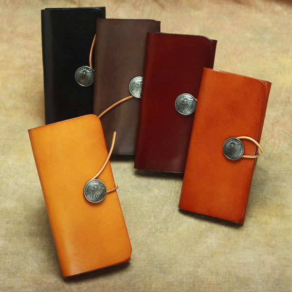 Cool Handmade Leather Men's Envelope Long Wallet Vintage Long Wallet For Men - imessengerbags