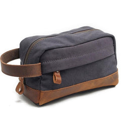 Cool Canvas Leather Mens Zipper Wristlet Bags Vintage Clutch Zipper Bags for Men