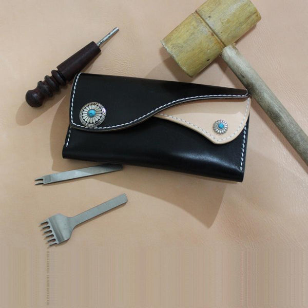 Handmade Leather Mens Clutch Long Wallet Cool Vintage Long Wallet for Women - imessengerbags