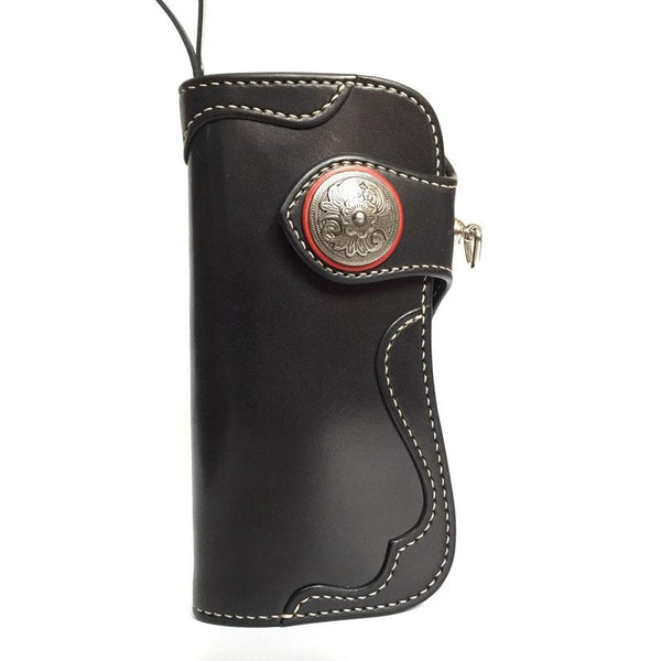 Handmade Leather Biker Wallet Mens Cool Chain Wallet Trucker Wallet with Chain - imessengerbags