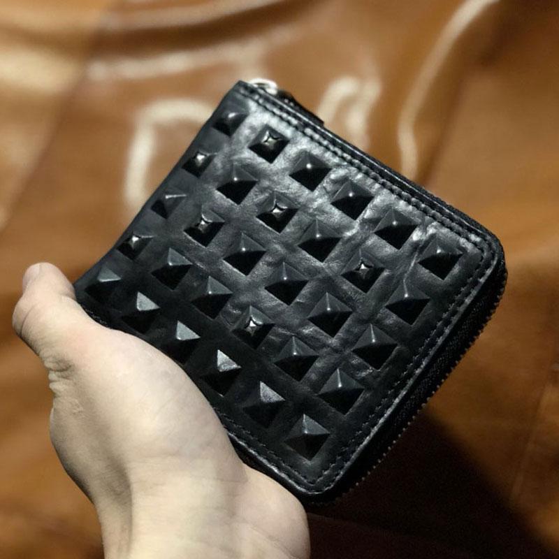 Genuine Leather Mens Cool billfold Leather Wallet Men Zipper Wallet Bifold for Men - imessengerbags