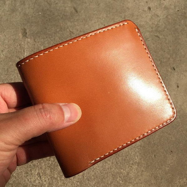 Handmade Leather Mens Cool billfold Leather Wallet Men Small Wallets Bifold for Men - imessengerbags
