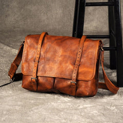 Genuine Leather Mens Cool Messenger Bag Shoulder Bag Chest Bag Bike Bag Cycling Bag for men