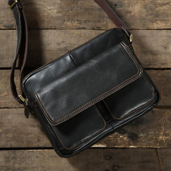 Handmade Leather Mens Cool Shoulder Bag Messenger Bag Chest Bag Bike Bag Cycling Bag for men - imessengerbags