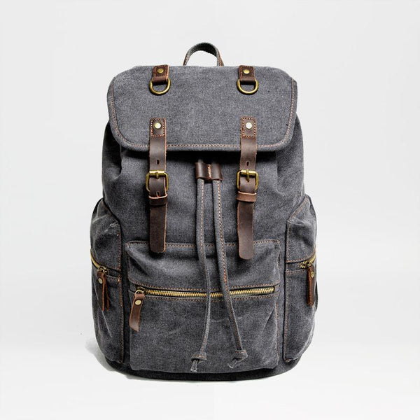 Cool Canvas Leather Womens Mens Large College Backpack 14'' Travel Backpack Computer Backpack for Men - imessengerbags
