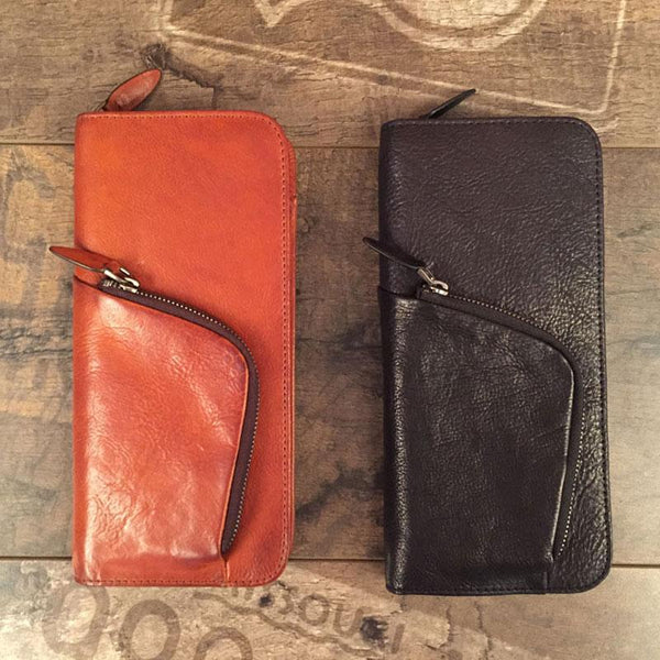 Genuine Leather Mens Cool Long Leather Phone Wallet Zipper Clutch Wristlet Wallet for Men - imessengerbags