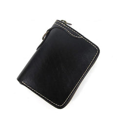 [On Sale] Handmade Cool Mens Leather Biker Chain Wallet Small Biker Wallets with Zippers