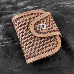 Vintage Handmade Beige Leather Men's billfold Wallet Bifold Biker Chain Wallet For Men - imessengerbags