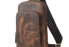 Cool Leather Chest Bag Sling Bag Crossbody Bag Travel Bag Sling Hiking Bag For Mens