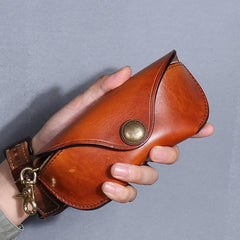 Handmade Mens Cool Brown Leather Glasses Case Glasses Box Glasses Holder Sunglasses Case for Men - imessengerbags